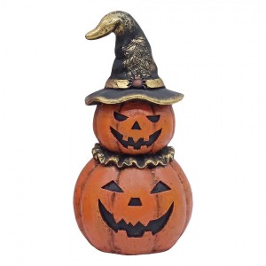 Halloween dekorace dýně s kloboukem - Ø 24*47 cm