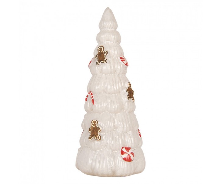 Christmas Decoration Figurine Christmas Tree ? 10x24 Cm White Glass - ? 10*24 cm Clayre & Eef