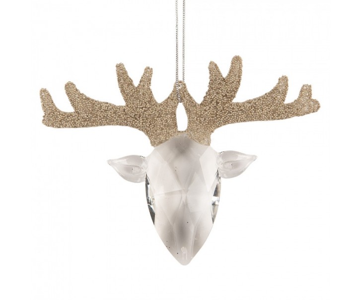 Christmas Ornament Deer 12x4x8 Cm Transparent Glass - 12*4*8 cm Clayre & Eef