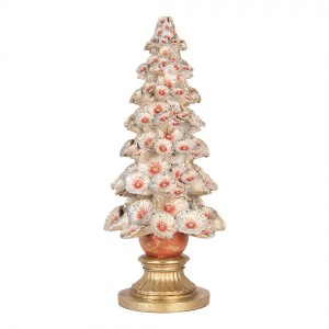 Veliká luxusní vánoční dekorace figurka stromek s květy Vintage Chic - Ø 29*69 cm