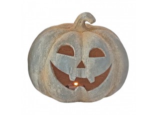 Šedá antik dekorace dýně Pumpkin s LED osvětlením - 38*35*32 cm