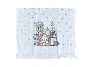 Kuchyňský froté ručník s motivem domků Hearts & Houses - 40*66 cm