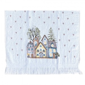 Kuchyňský froté ručník s motivem domků Hearts & Houses - 40*66 cm