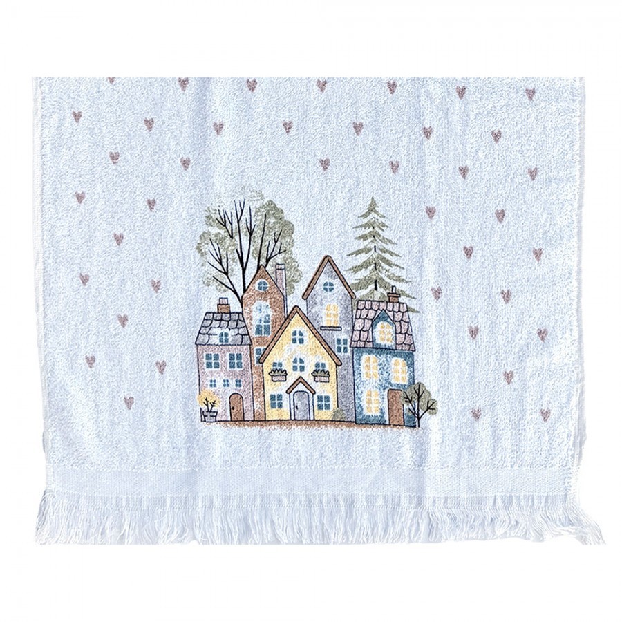 Kuchyňský froté ručník s motivem domků Hearts & Houses - 40*66 cm