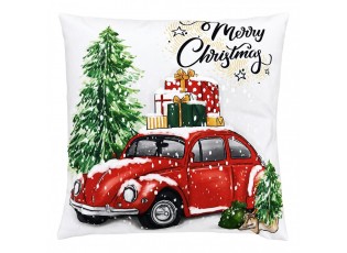 Vánoční dekorační polštář s autíčkem Merry Christmas - 45*45*4 cm