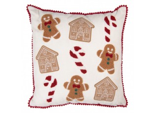Vánoční dekorační polštář GingerBread s motivem perníčků - 40*40*4 cm
