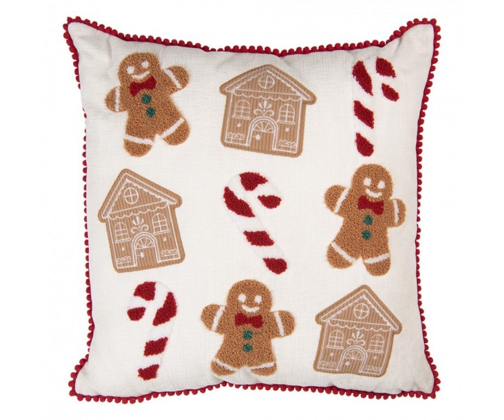 Vánoční dekorační polštář s perníčky GingerBread - 40*40*4 cm Clayre & Eef