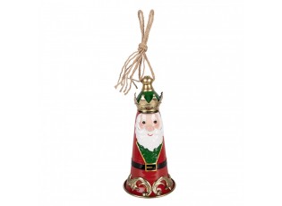 Kouzelný červený kovový vánoční zvonek Santa v podobě krále - Ø 13*26 cm