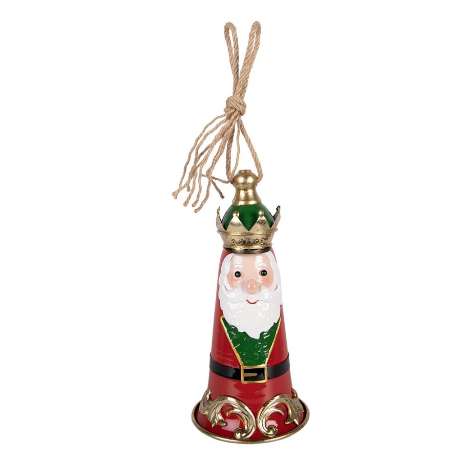 Kouzelný červený kovový vánoční zvonek Santa v podobě krále - Ø 13*26 cm