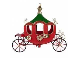Kouzelná kovová dekorace zámeckého kočáru v červeno-zelené - 38*16*33 cm