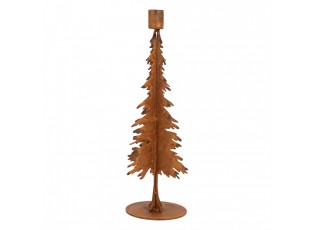 Rustikální rezavý svícen na úzkou svíčku Stromek L - 15*10*34 cm