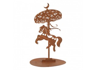 Rustikální rezavá dekorace koník Horse Rust - Ø 14*22 cm
