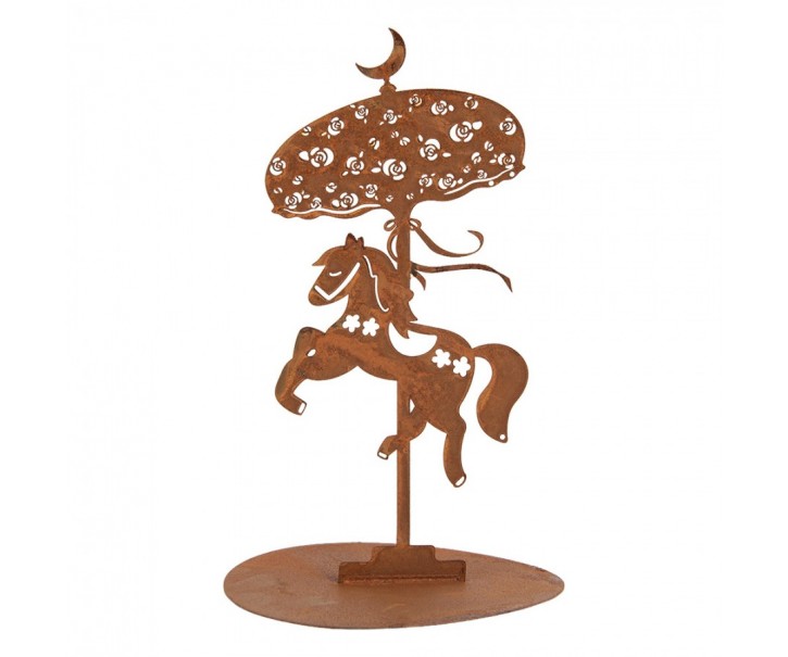 Rustikální rezavá dekorace koník Horse Rust - Ø 14*22 cm Clayre & Eef