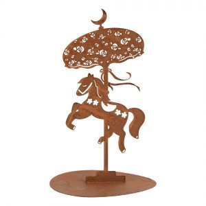 Rustikální rezavá dekorace koník Horse Rust - Ø 14*22 cm