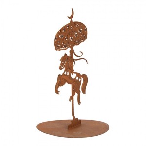 Rustikální rezavá dekorace koník Horse Rust - Ø 14*22 cm