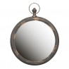 Kulaté retro zrcadlo ve tvaru stopek Raer - 62*6*78 cm Rozměr:  62*6*78 cm Materiál: sklo, kovBarva : tmavě hnědá retro s výraznou rezavo-zlatou patinou a odřením