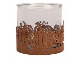 Rezavý rustikální svícen s dýněmi Pumpkin Rust M - Ø 13*12 cm