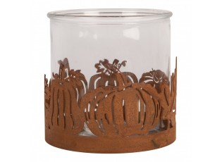 Rezavý rustikální svícen s dýněmi Pumpkin Rust L - Ø 16*16 cm