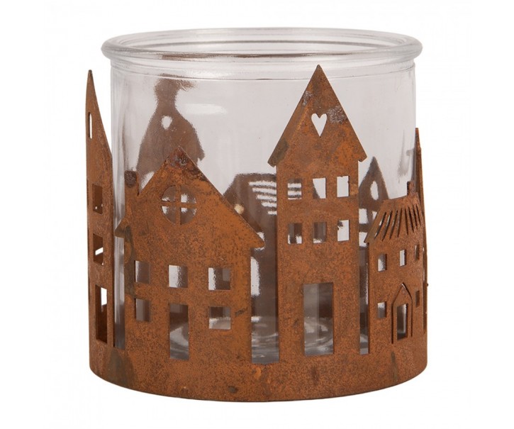 Tealight Holder House ? 11x10 Cm Brown Metal - ? 11*10 cm Clayre & Eef