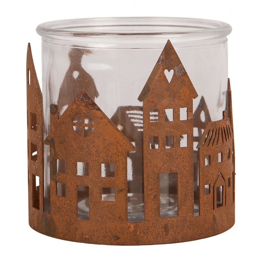 Tealight Holder House ? 11x10 Cm Brown Metal - ? 11*10 cm