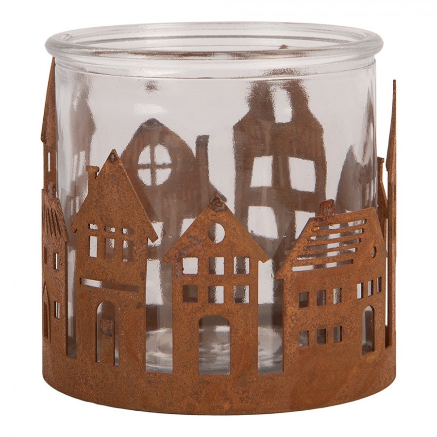 Tealight Holder House ? 11x10 Cm Brown Metal - ? 11*10 cm