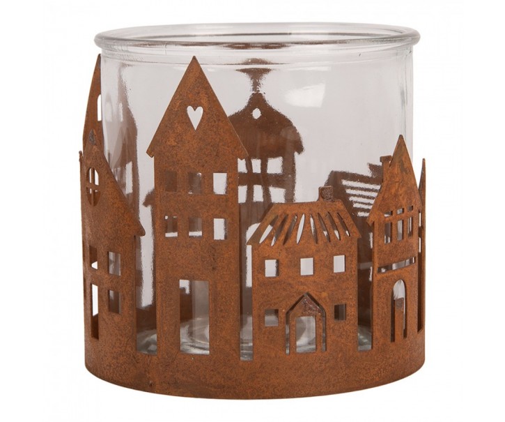 Tealight Holder House ? 13x12 Cm Brown Metal - ? 13*12 cm Clayre & Eef