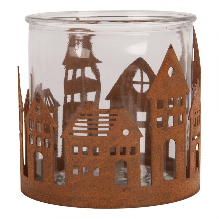 Tealight Holder House ? 13x12 Cm Brown Metal - ? 13*12 cm