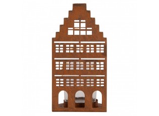 Rezavá dekorace svícen Domek S - 8*8*15 cm