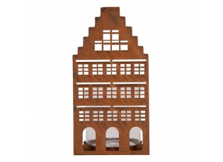 Rezavá dekorace svícen Domek L - 12*12*24 cm