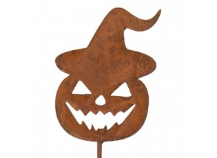 Rustikální rezavý zápich dýně Halloween Rust - 8*1*43 cm
