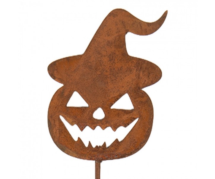 Rustikální rezavý zápich dýně Halloween Rust - 8*1*43 cm Clayre & Eef