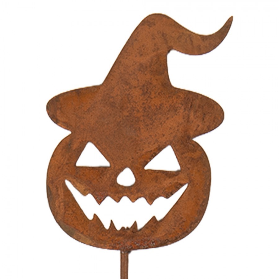 Rustikální rezavý zápich dýně Halloween Rust - 8*1*43 cm