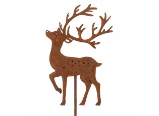 Rustikální rezavý zápich jelen Deer Rust - 8*1*35 cm