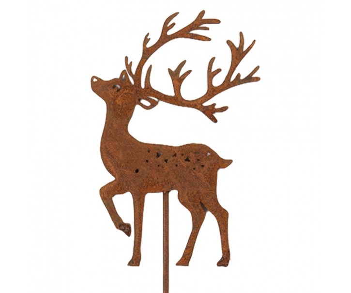 Rustikální rezavý zápich jelen Deer Rust - 8*1*35 cm Clayre & Eef