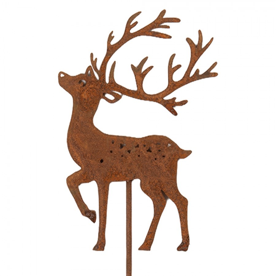 Rustikální rezavý zápich jelen Deer Rust - 8*1*35 cm