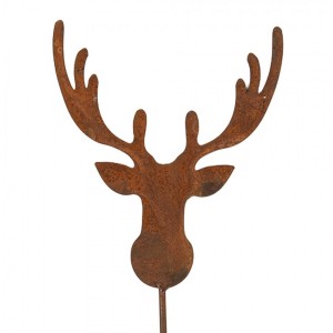 Rustikální rezavý zápich jelen Deer Rust - 9*1*29 cm