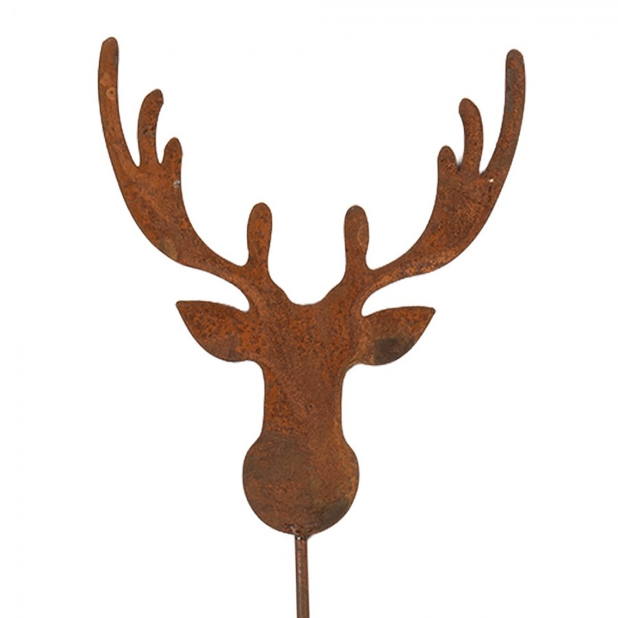 Rustikální rezavý zápich jelen Deer Rust - 9*1*29 cm