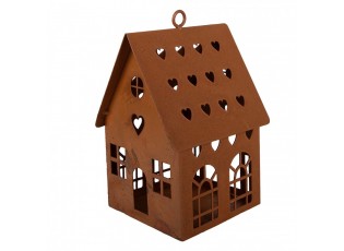 Rezavý svícen ve tvaru domku Rustic Charm - 12*12*18 cm