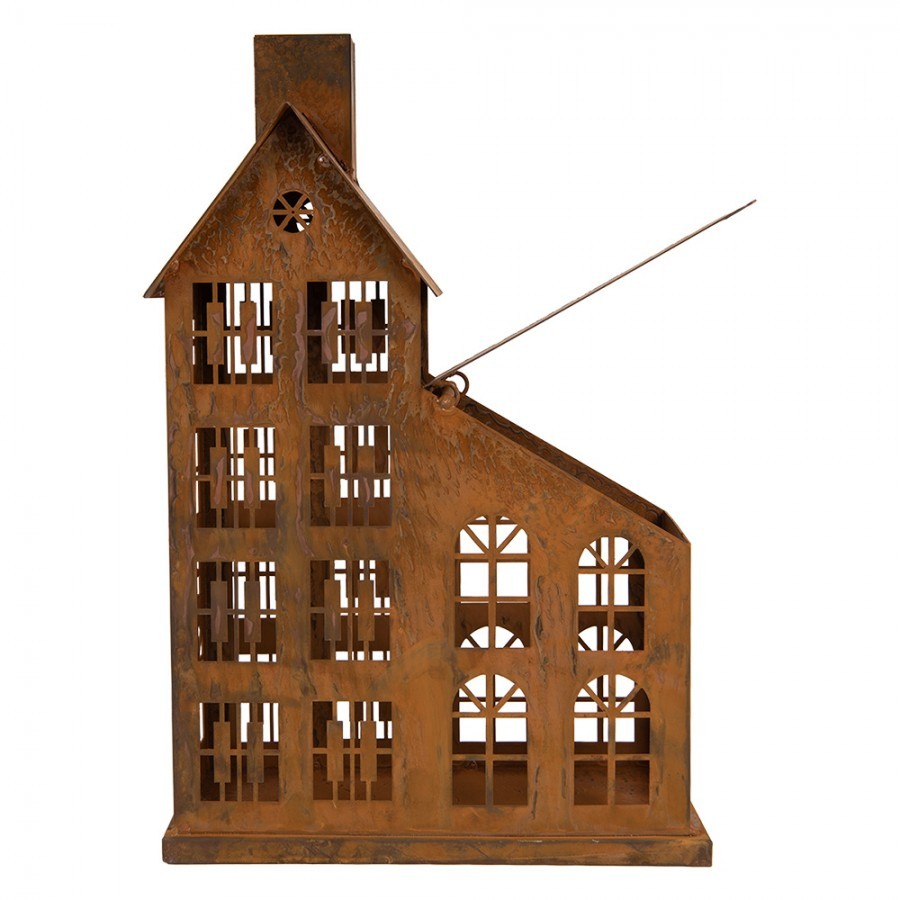 Rezavý svícen ve tvaru domku Rustic Charm - 22*11*32 cm