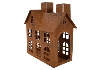 Rezavý svícen ve tvaru domku Rustic Charm - 11*19*21 cm