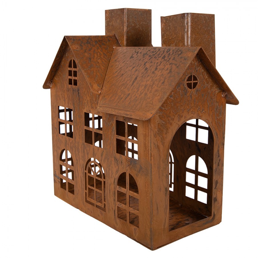 Rezavý svícen ve tvaru domku Rustic Charm - 11*19*21 cm Clayre & Eef Rezavý svícen ve tvaru domku Rustic Charm - 11*19*21 cm Clayre & Eef