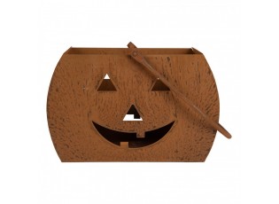 Rustikální rezavá lucerna dýně Halloween - 30*15*19 cm