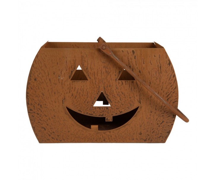 Rustikální rezavá lucerna dýně Halloween - 30*15*19 cm Clayre & Eef
