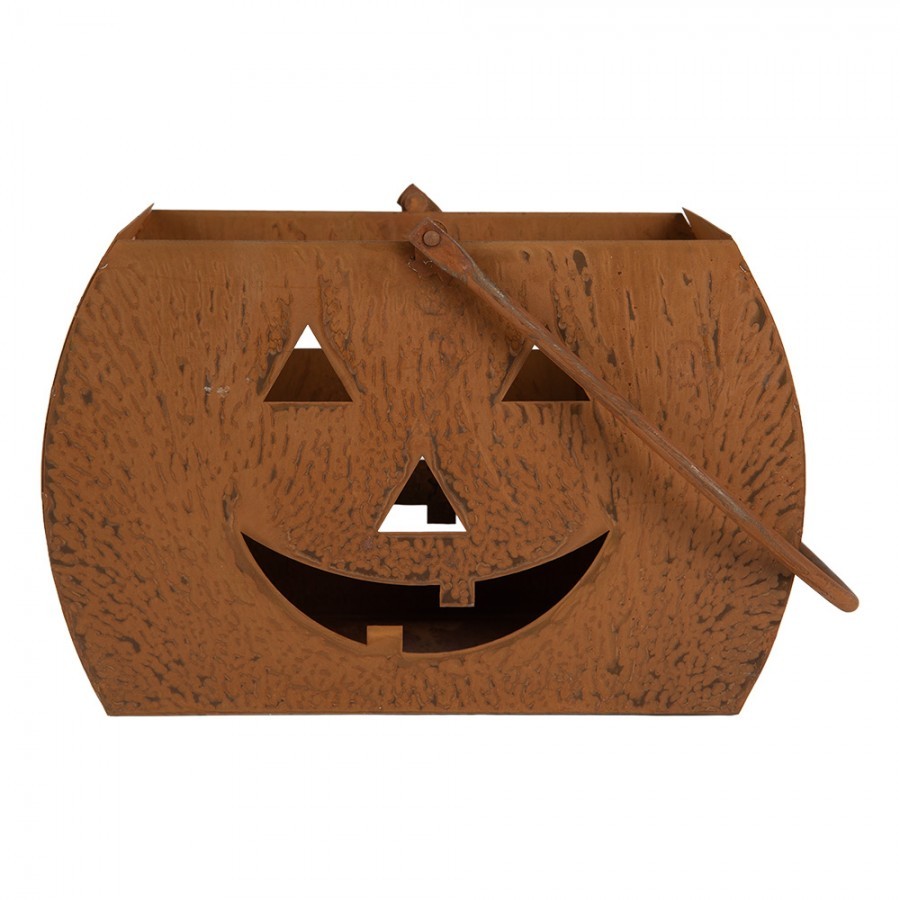 Rustikální rezavá lucerna dýně Halloween - 30*15*19 cm