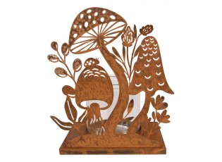Rustikální rezavý svícen s houbami Mushroom Rust - 22*13*23 cm