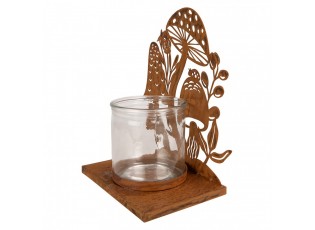 Rustikální rezavý svícen s houbami Mushroom Rust - 22*13*23 cm