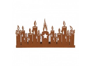 Rustikální rezavý svícen se svíčkami Candle Rust - 36*9*18 cm
