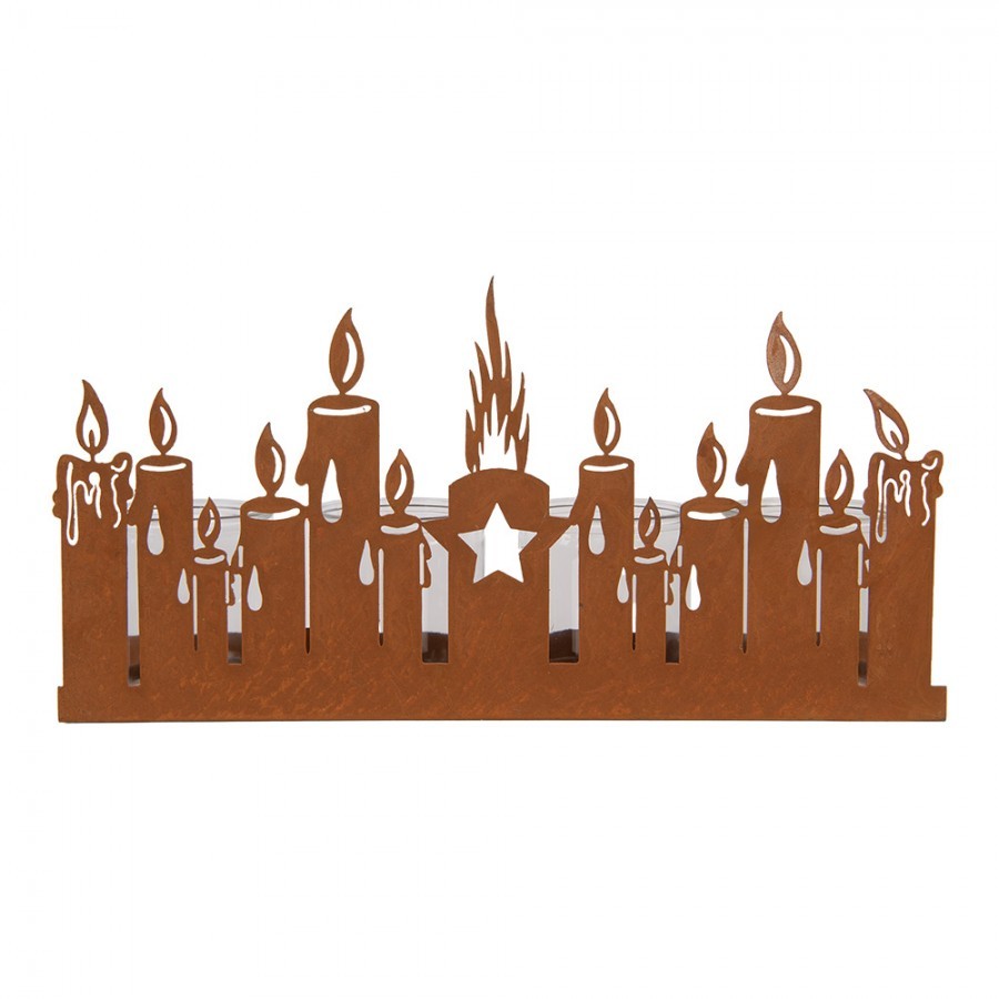 Rustikální rezavý svícen se svíčkami Candle Rust - 36*9*18 cm
