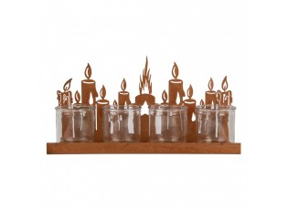 Rustikální rezavý svícen se svíčkami Candle Rust - 36*9*18 cm