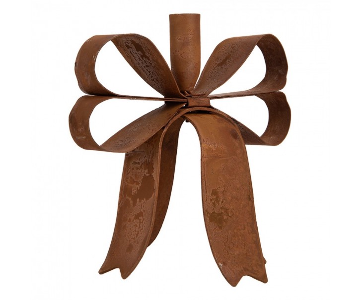 Rustikální rezavý svícen mašle Bow Candle Rust - 19*15*18 cm Clayre & Eef